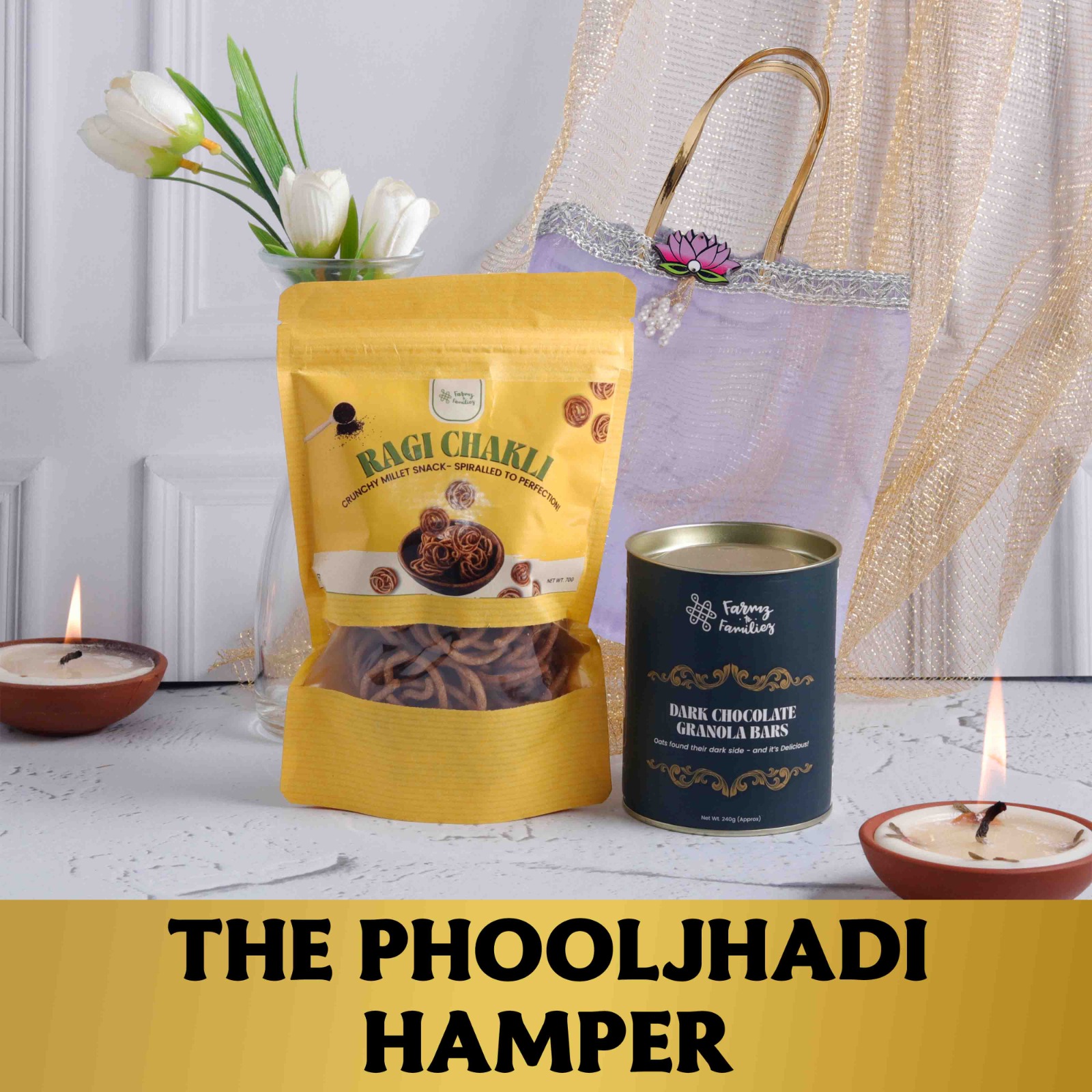 THE PHOOLJHADI HAMPER (Net lotus bag)